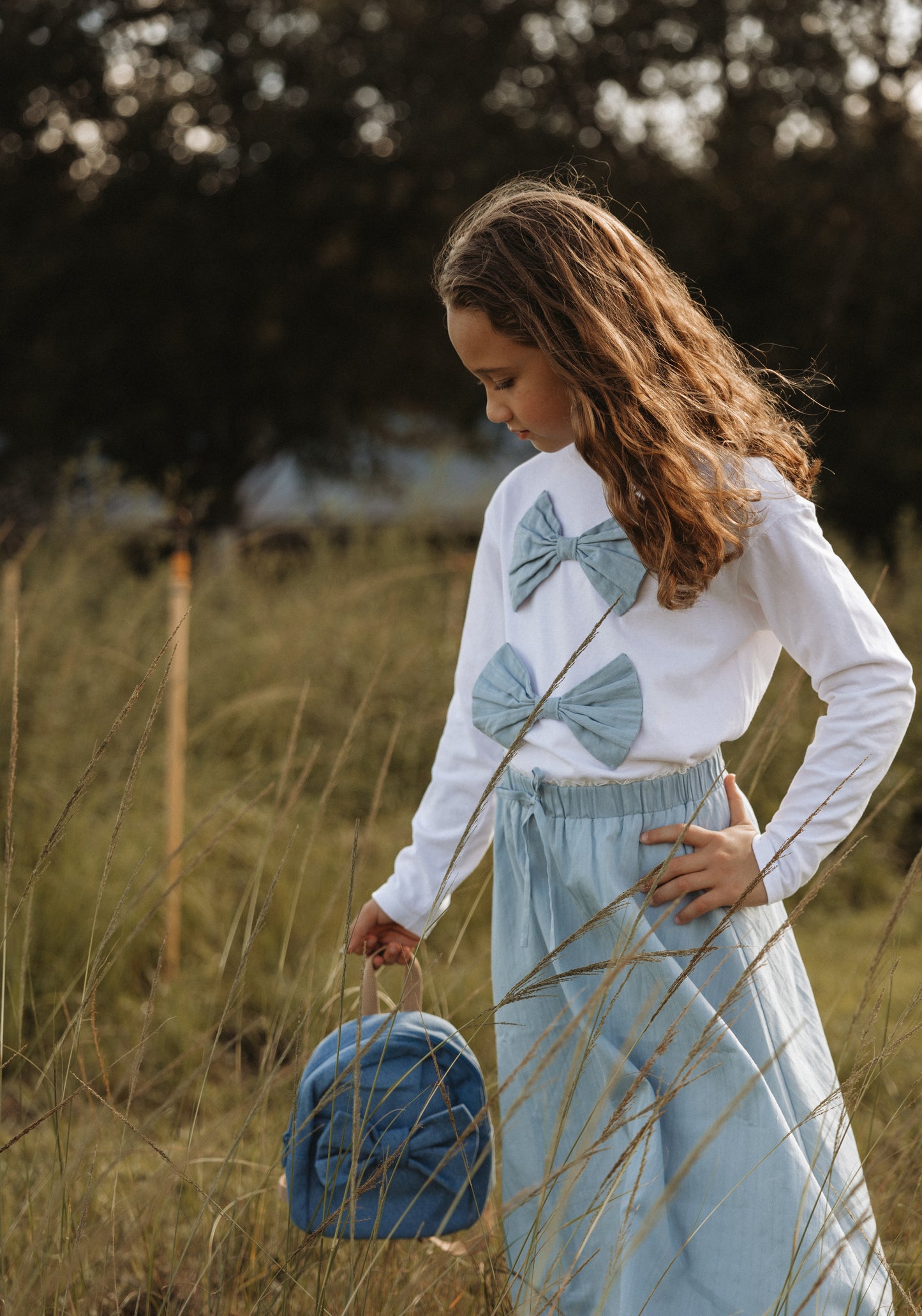 Blue Double Bow Shirt