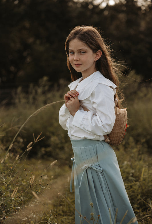 Sage Pleated Bow Skirt