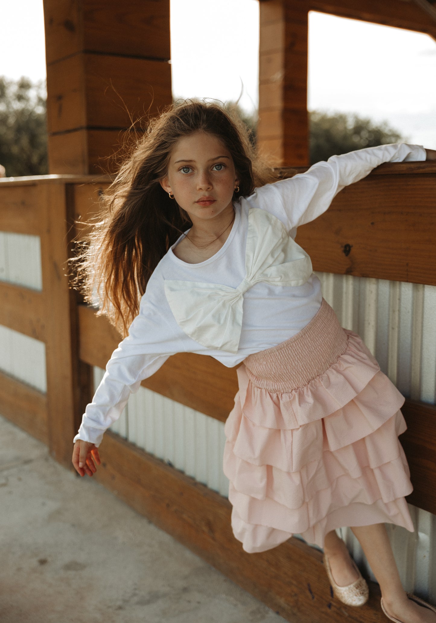 Pink Tiered Ruffle Skirt