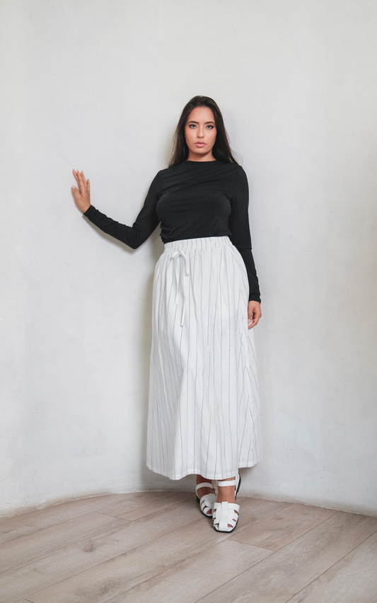 White Skirt w/ Blk Pinstripes