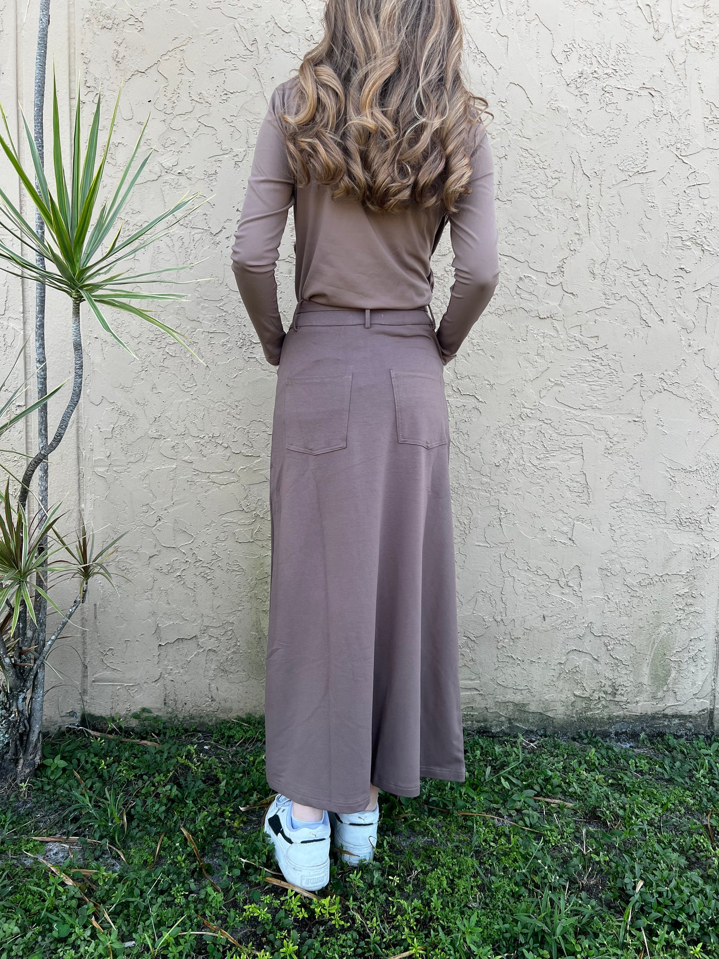 Mocha Stretch Denim Skirt
