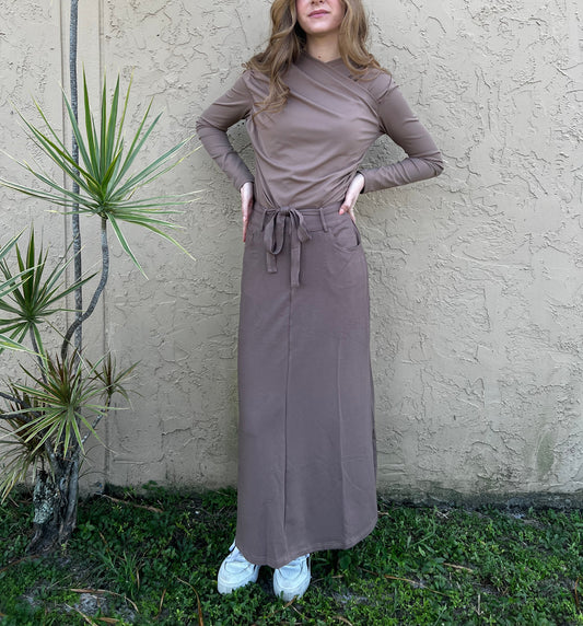 Mocha Stretch Denim Skirt