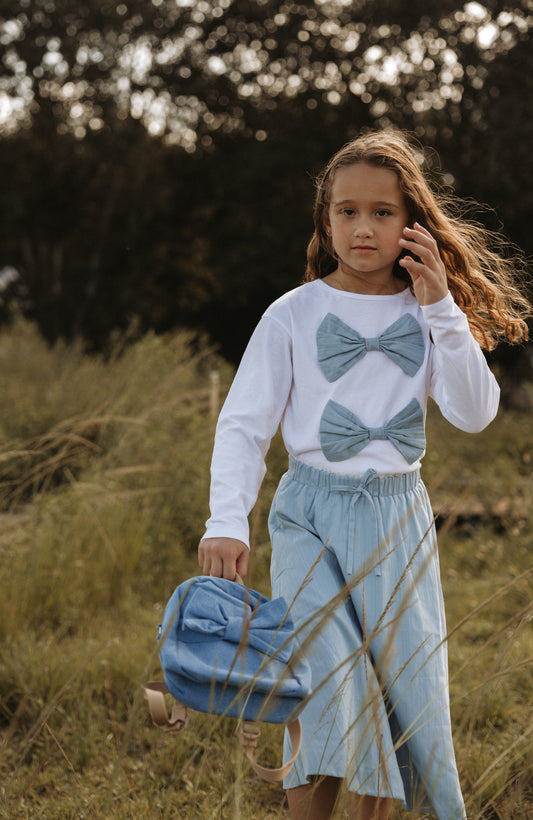 Blue Double Bow Shirt
