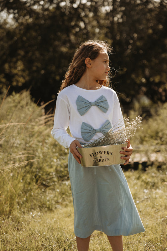 Blue Double Bow Shirt