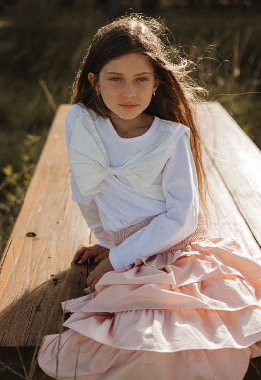 Pink Tiered Ruffle Skirt