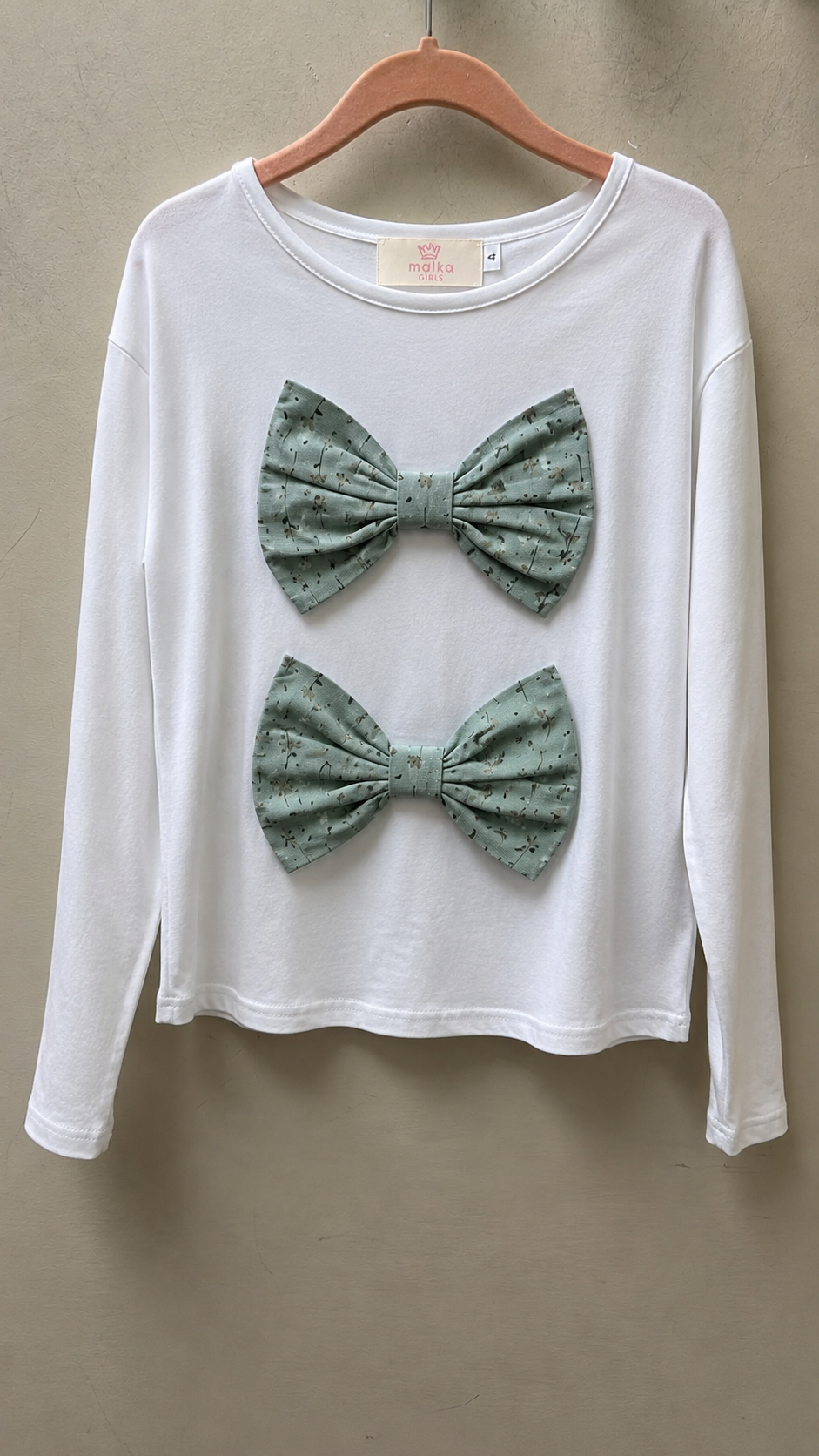 Sage Floral Double Bow Top
