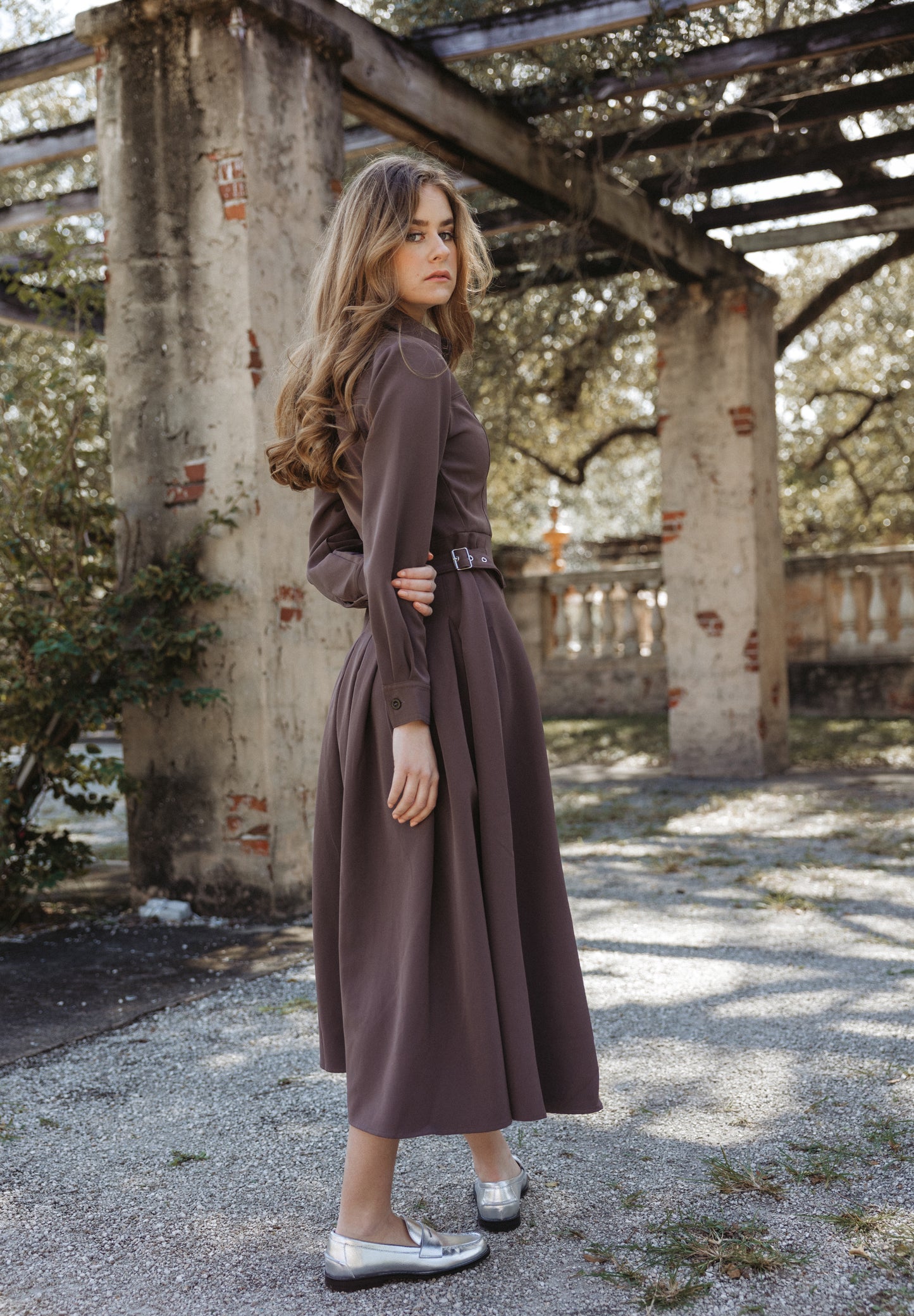 Chocolate Pleated Dress