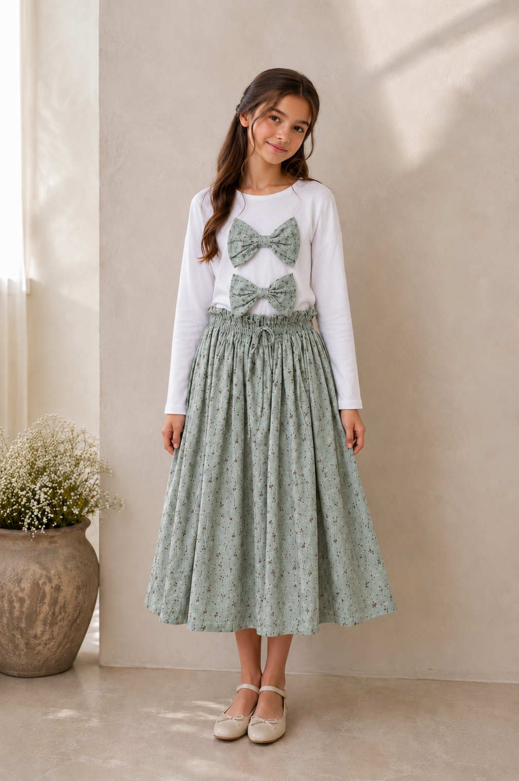 Sage Floral Skirt