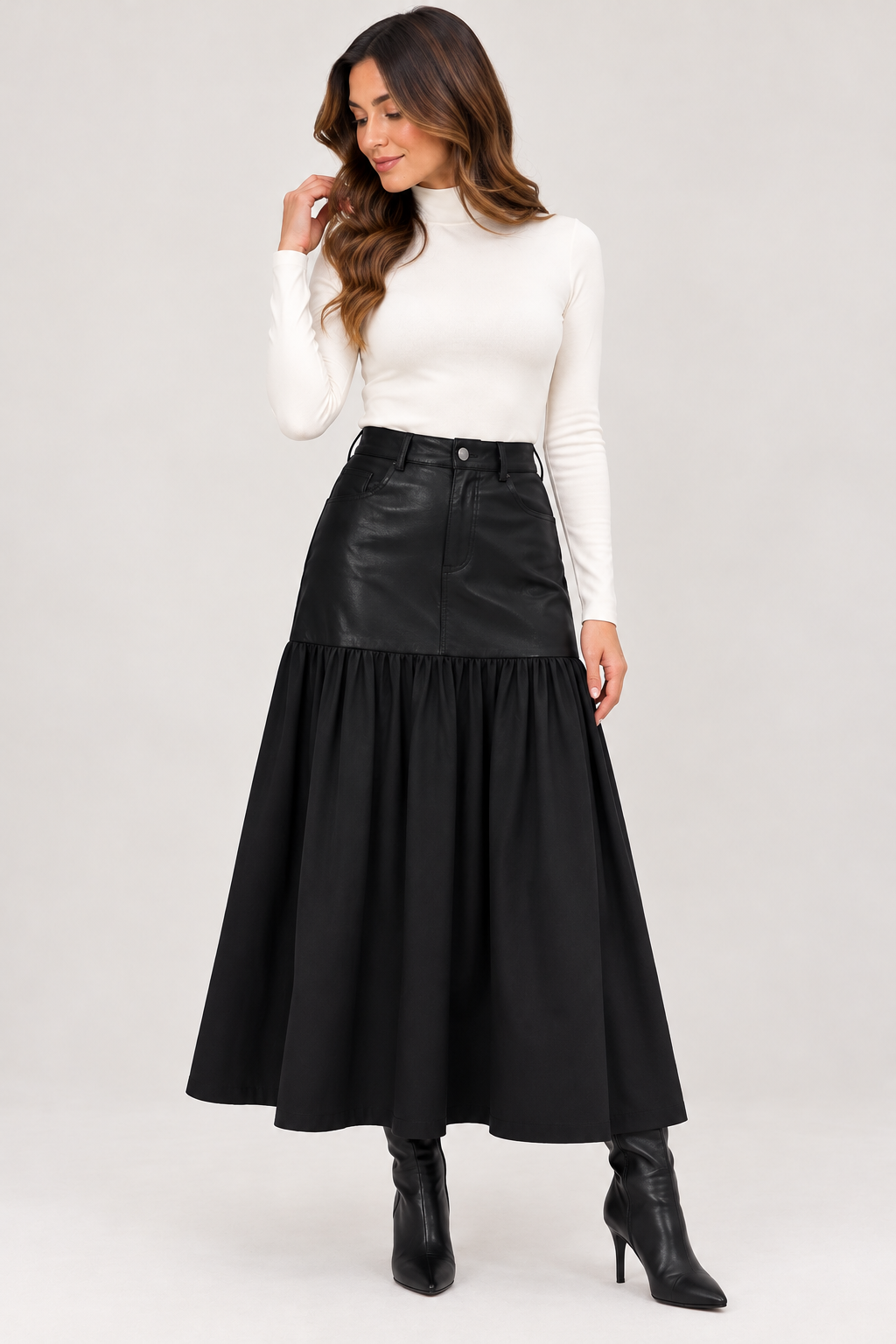 Leather Half & Half Skirt