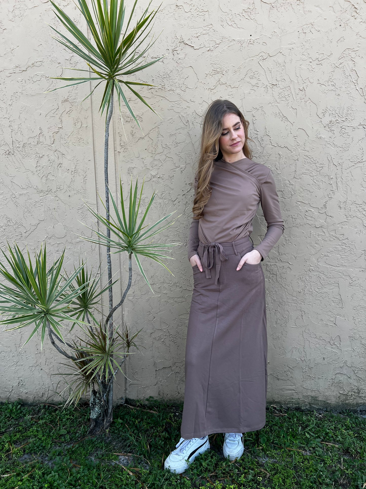 Mocha Stretch Denim Skirt
