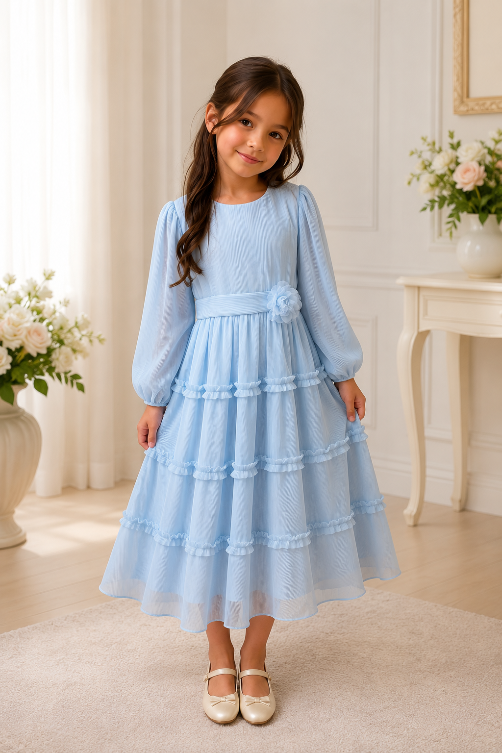 Blue Tulle Girls Gown