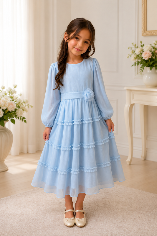 Blue Tulle Girls Gown