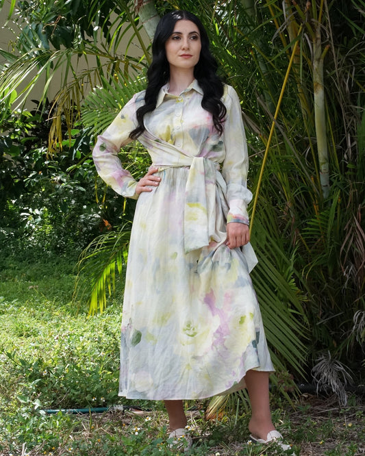 Watercolor Wrap Dress