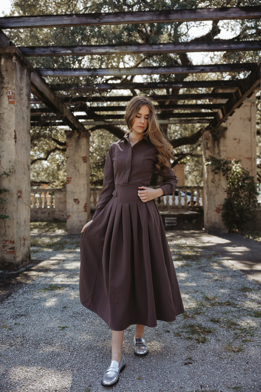 Chocolate Pleated Dress