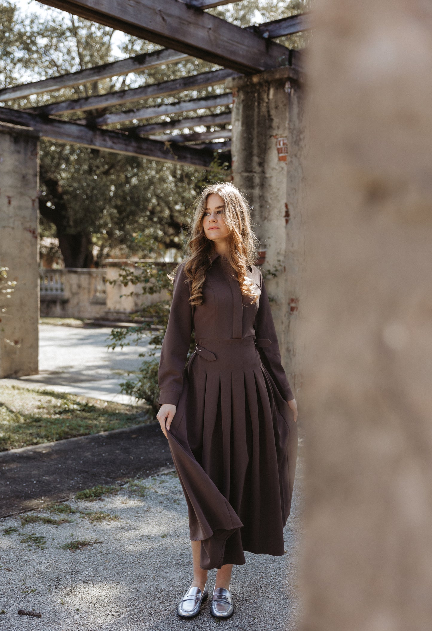 Chocolate Pleated Dress
