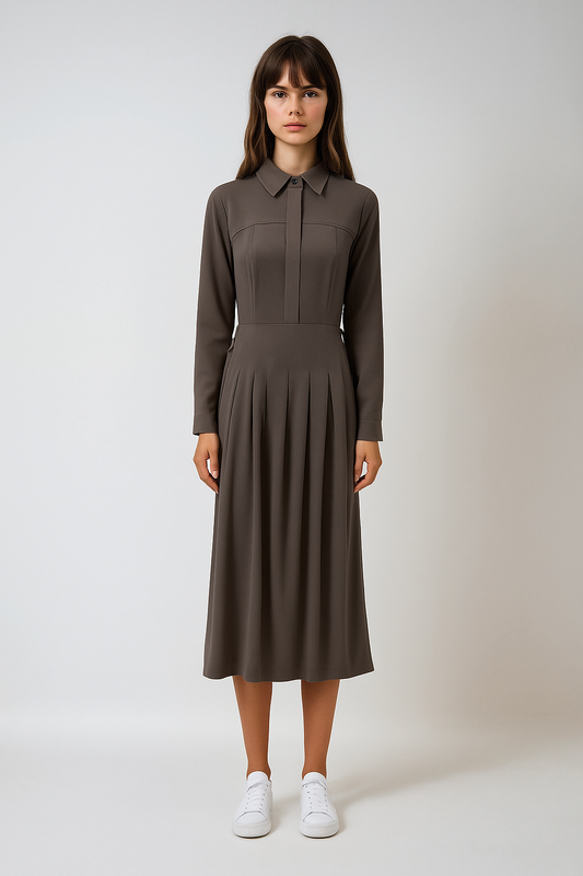 Chocolate Pleated Dress