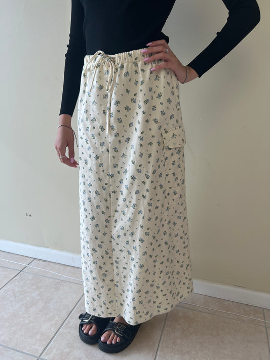 Cargo Denim Floral Skirt