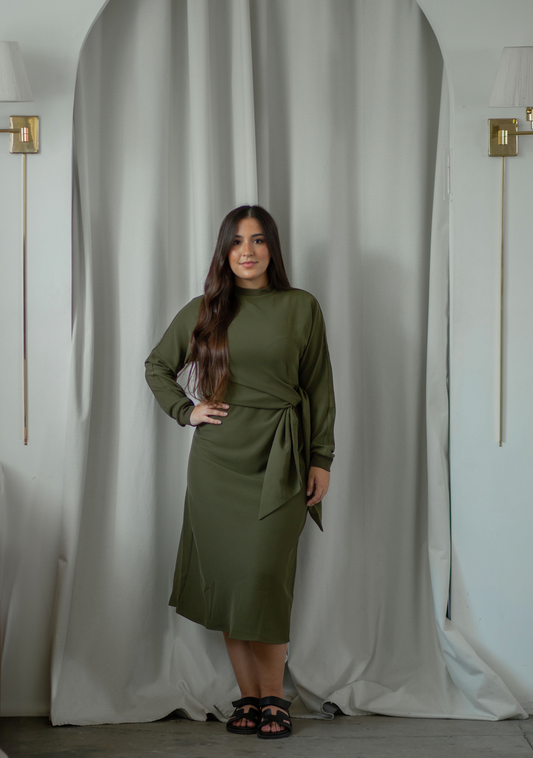 Adina Green Tie Waist Dress