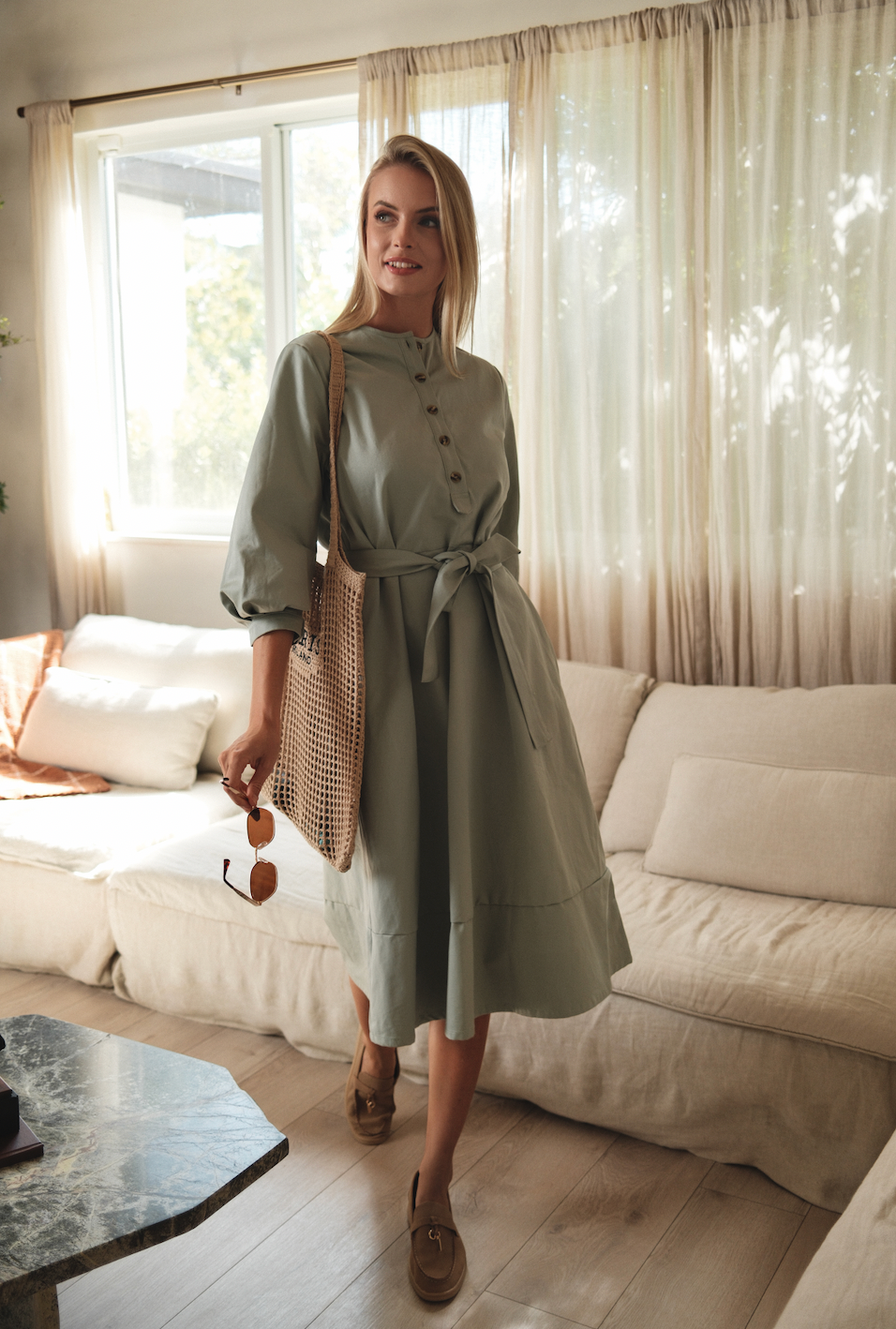 Mint Poplin Dress