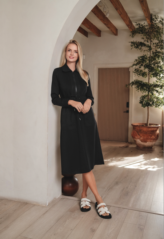 Black Utility Zip Dress