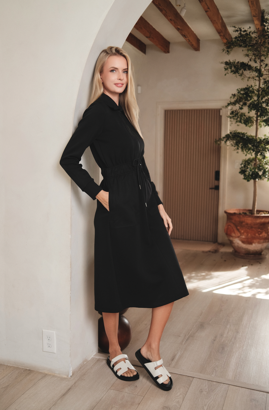 Black Utility Zip Dress