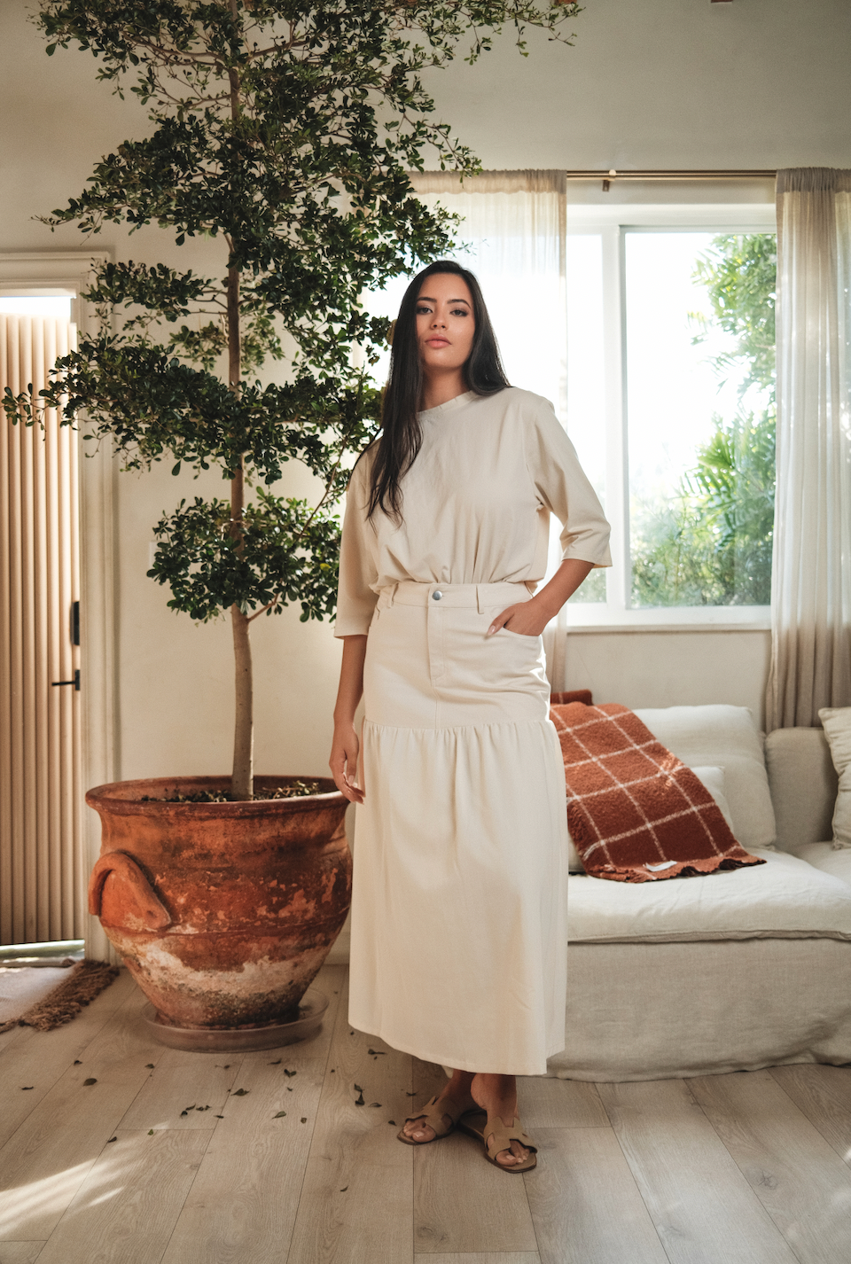 Half & Half Denim Skirt