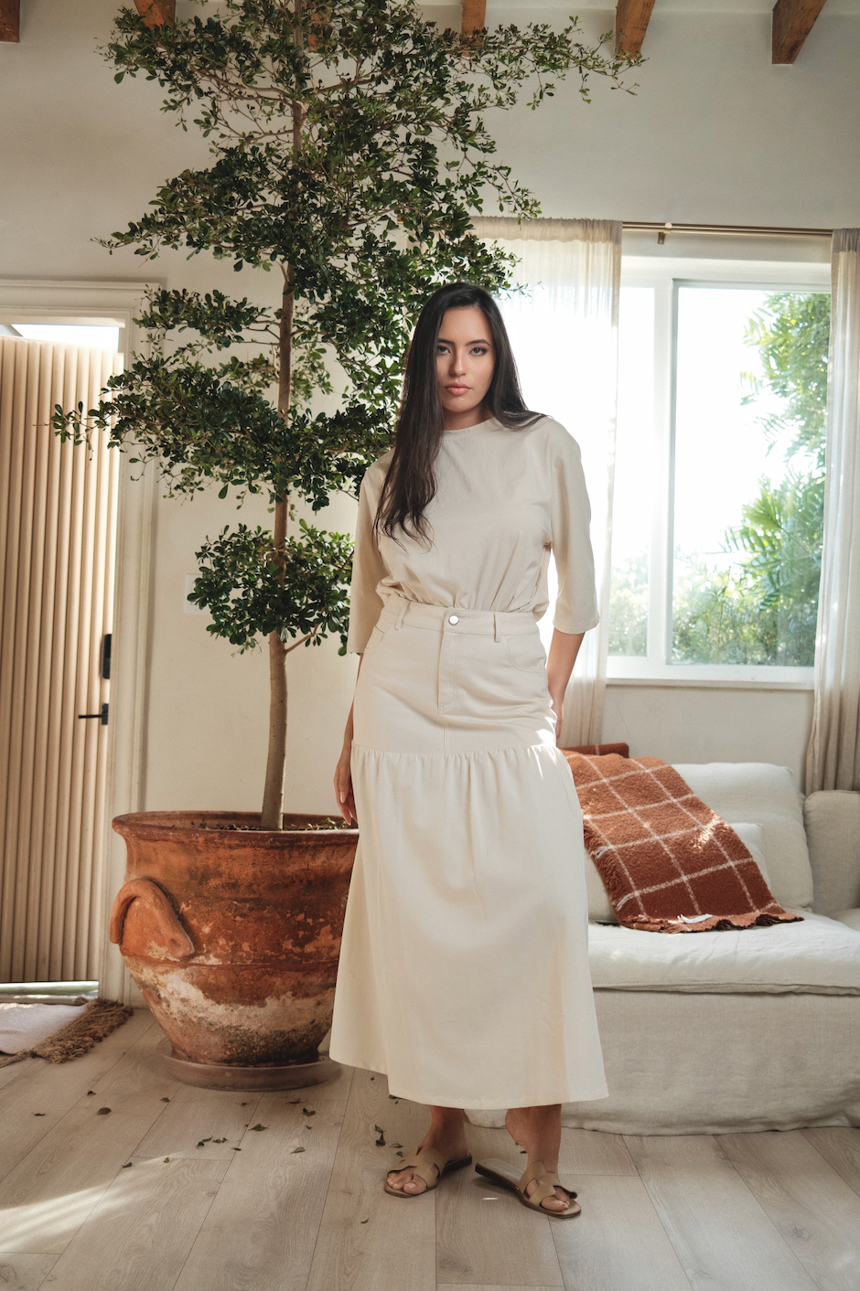 Half & Half Denim Skirt