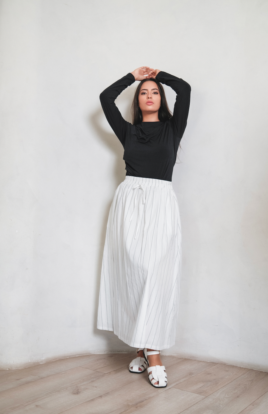 White Skirt w/ Blk Pinstripes