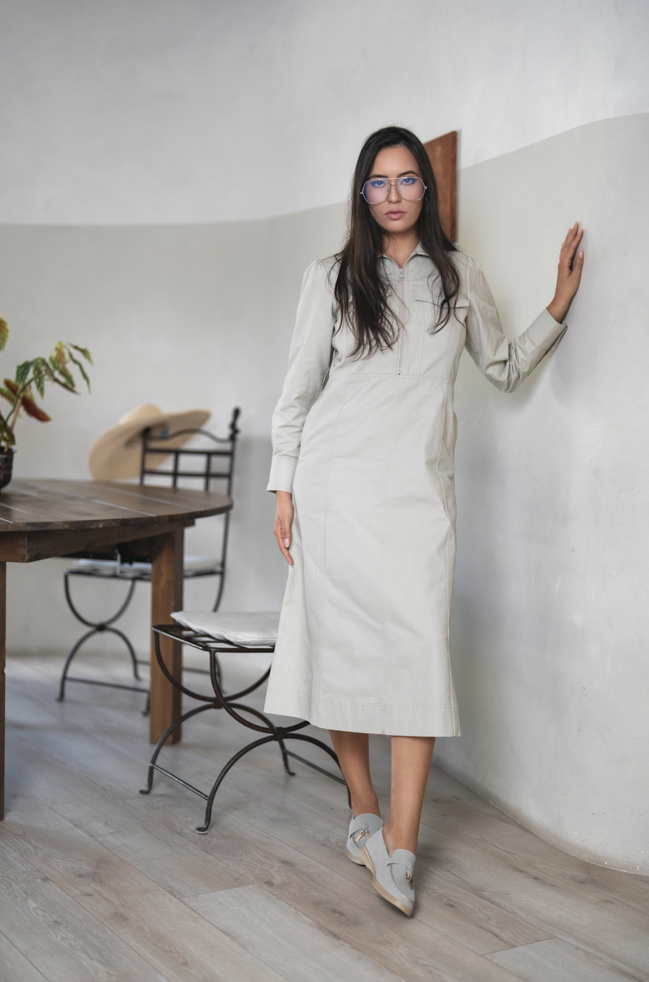 Denim Front Zip Utility Dress