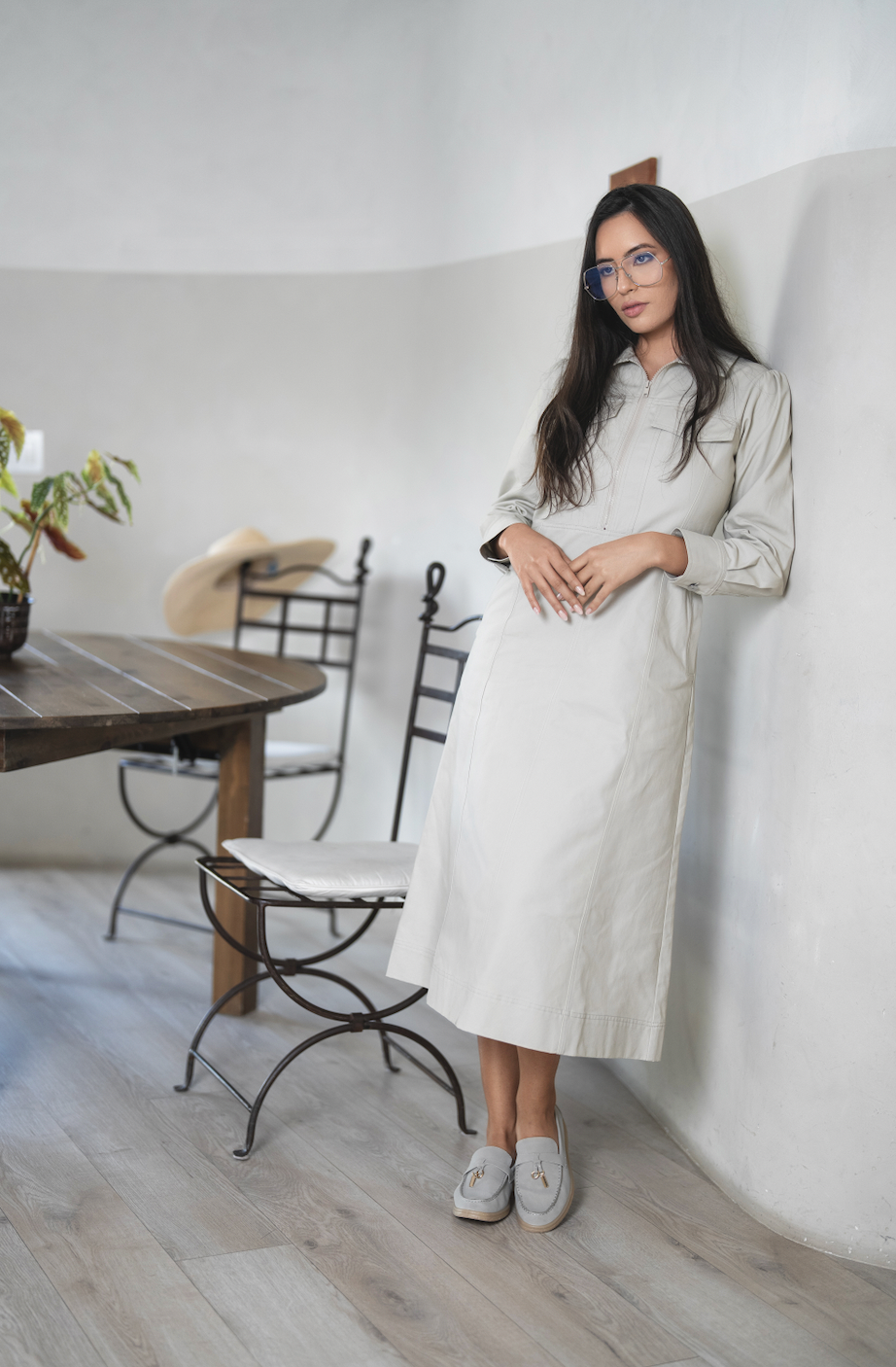 Denim Front Zip Utility Dress