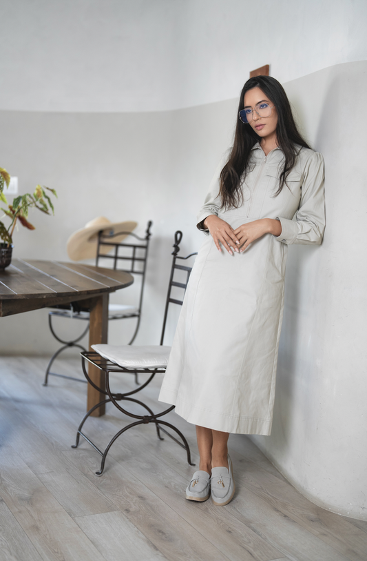 Denim Front Zip Utility Dress