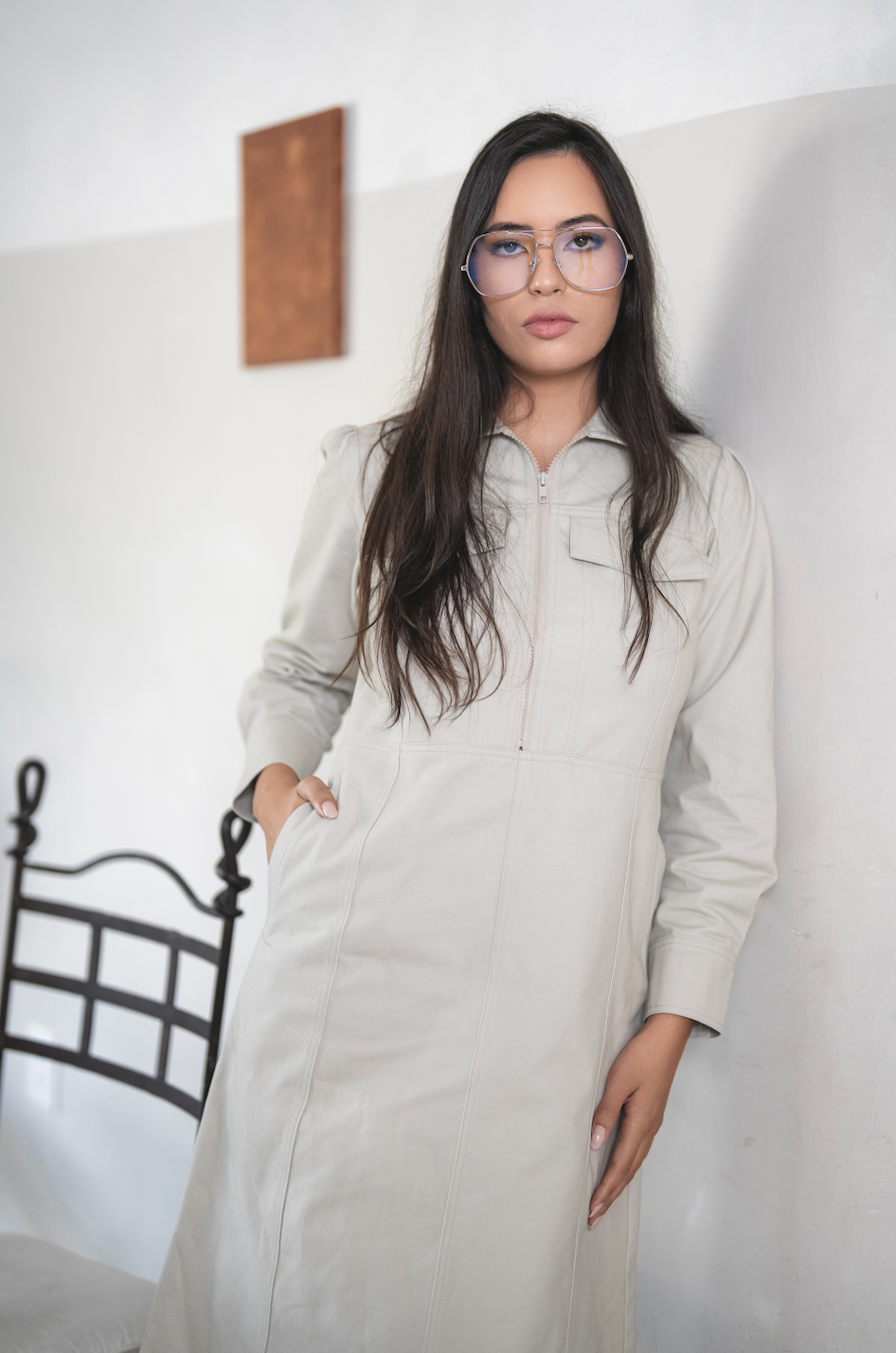 Denim Front Zip Utility Dress