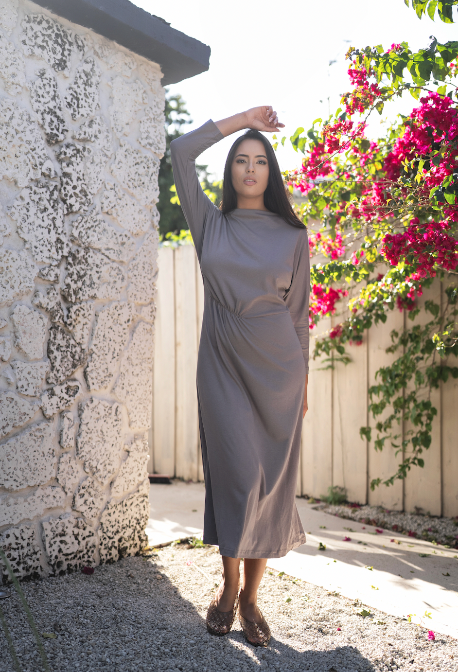 Cowl Neck Jersey Dress