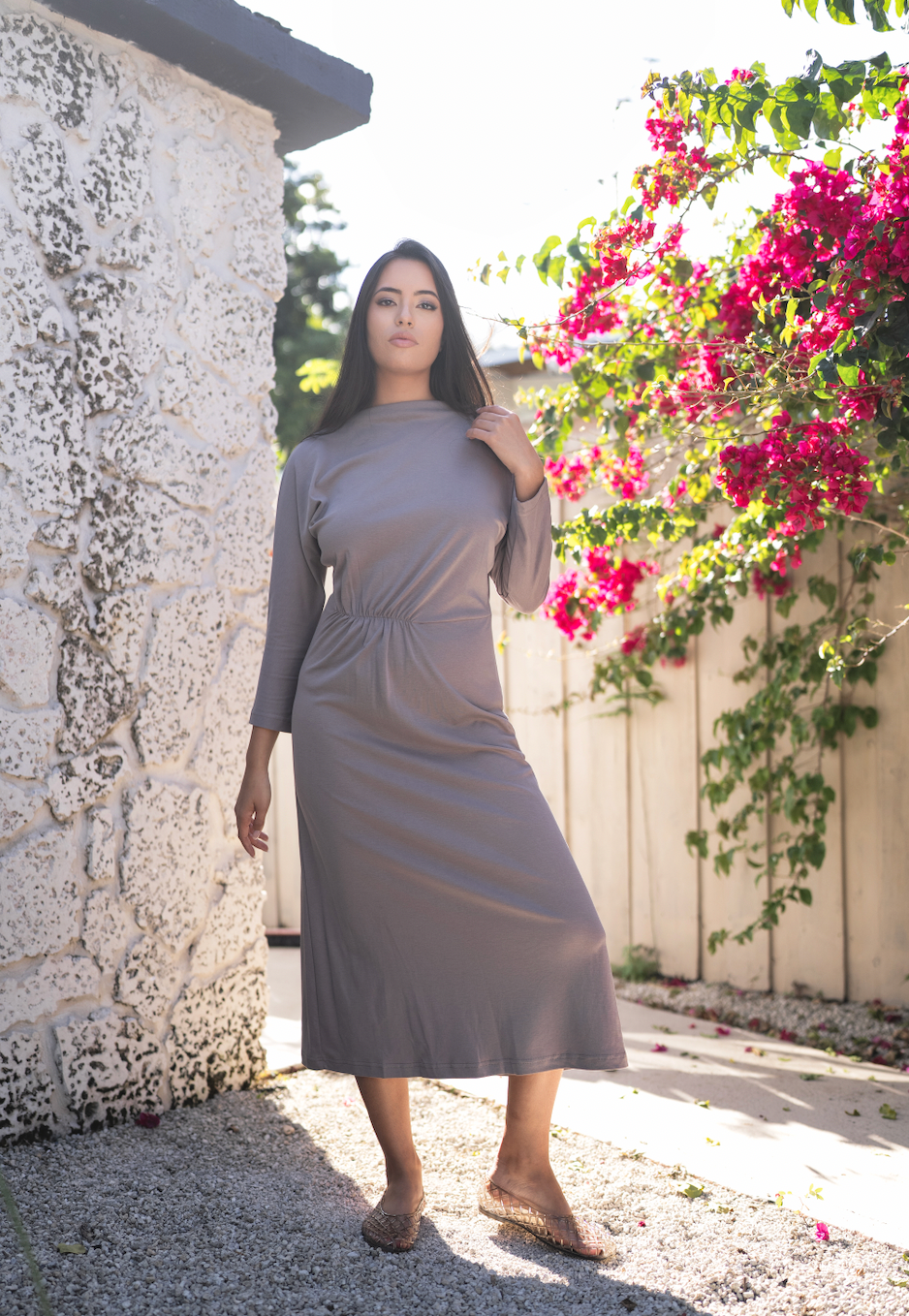 Cowl Neck Jersey Dress