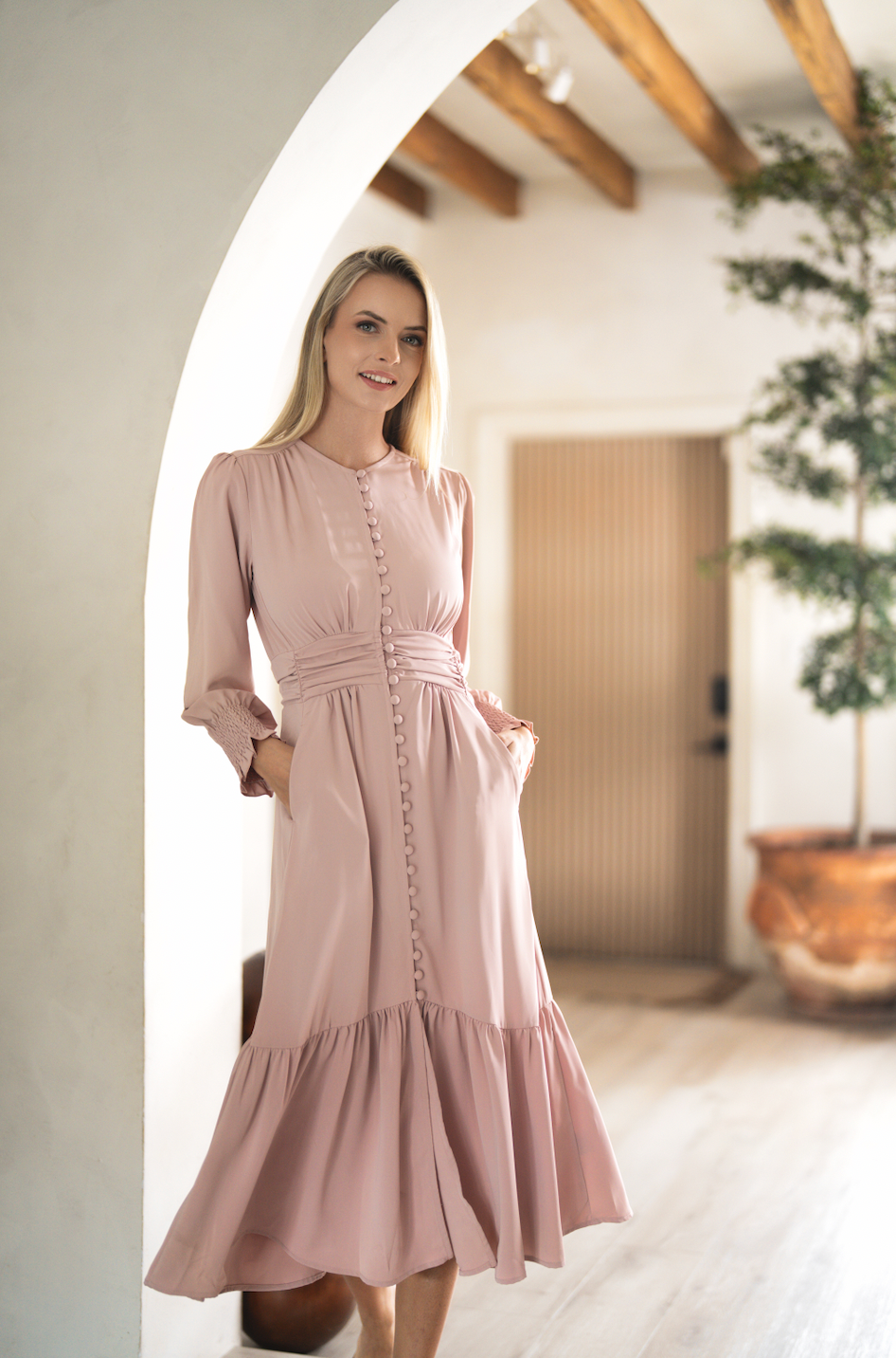 Rose Button Down Dress